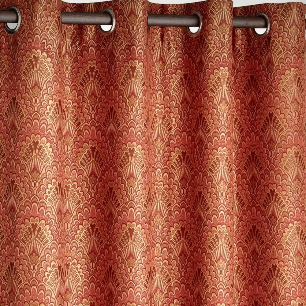 Set of (2) PIER 1 Sunset Plume Curtain Panels - Picture 2 of 4